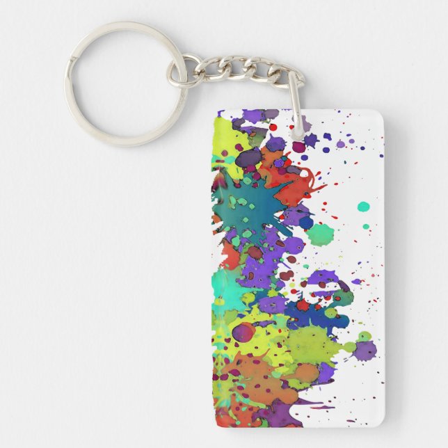 FUNNY COLOR SPLASH I + your backgr. & ideas Key Ring (Front)