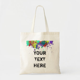 FUNNY COLOR SPLASH I + your backgr. & text Tote Bag