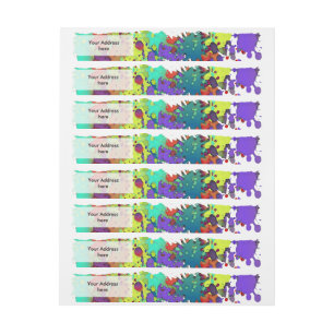 FUNNY COLOR SPLASH I + your backgr. & text Wraparound Address Label