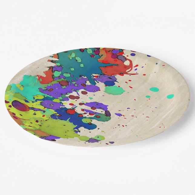 FUNNY COLOR SPLASH I + your ideas Paper Plate (Angled)