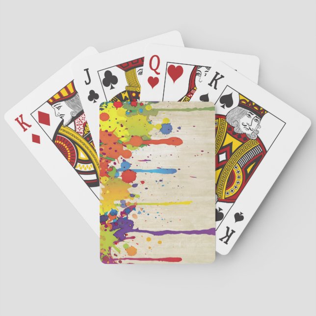 FUNNY COLOR SPLASH II + your backgr. & ideas Playing Cards (Back)
