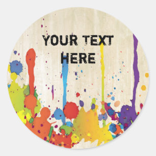 FUNNY COLOR SPLASH II + your backgr. & text Classic Round Sticker