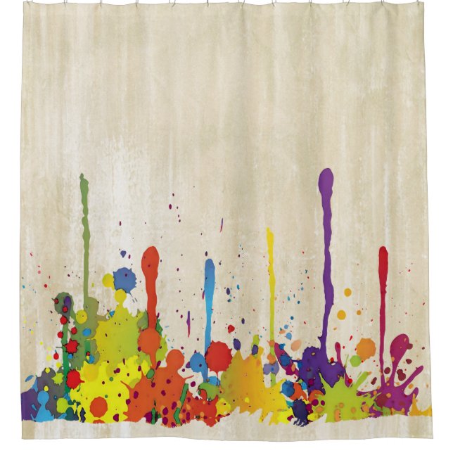FUNNY COLOR SPLASHes II + your backgr. & ideas Shower Curtain (Front)