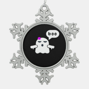 Funny Colorful Boo Of Disapproval Girl Snowflake Pewter Christmas Ornament
