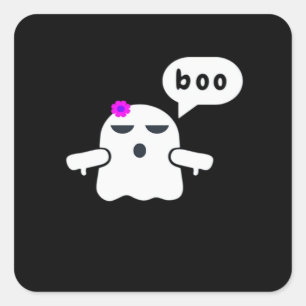 Funny Colorful Boo Of Disapproval Girl Square Sticker