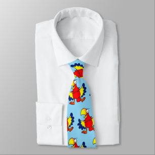 Funny Colorful Cartoon Parrot Bird Tie