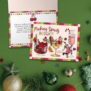 Funny Colorful Cat Cocktail Christmas Holiday Card