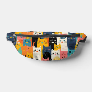 Funny Colorful Cat Faces Pattern Bum Bags