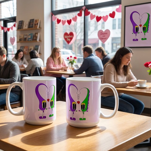 Funny, Colorful, Cute, Cartoon Valentine Heart Coffee Mug (Here's a very cool mug that is great for Valentine's Day!

)