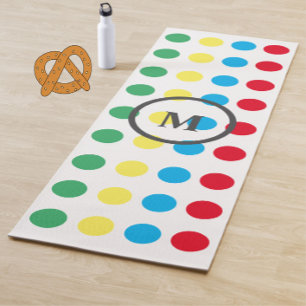 Funny Colorful Dots Pattern Monogram Yoga Mat
