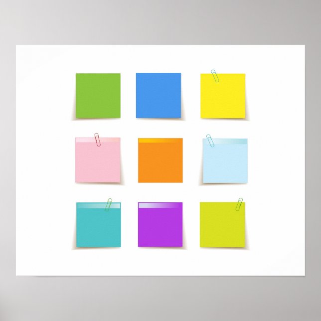 Funny Colorful Post-it Notes Poster (Front)