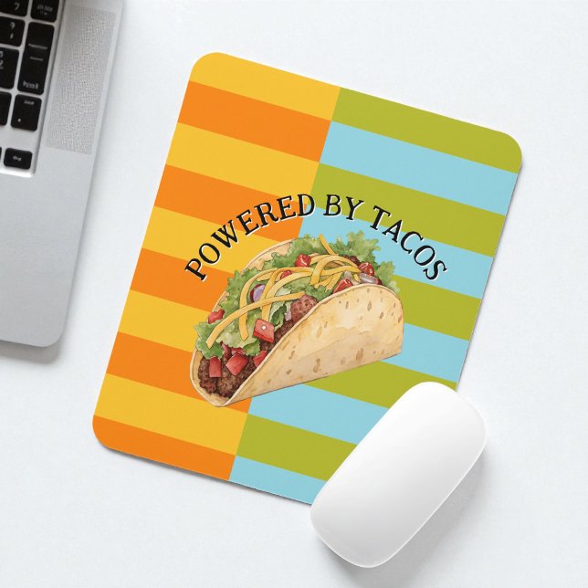 Funny Colorful Retro Stripes and Taco Mouse Mat (Creator Uploaded)
