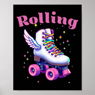 Funny Colorful Roller Skate Skills Street Party Bi Poster
