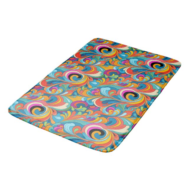 Funny colour lovers pattern tiled  bath mat (Angled)