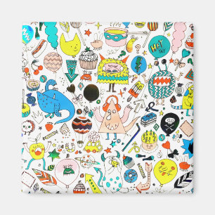 Funny Colourful Alien Monsters Party  Magnet