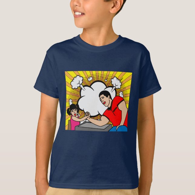 Funny Colourful Arm Wrestling T-Shirt (Front)