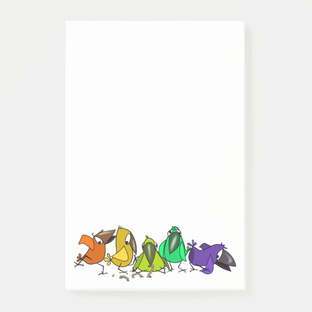 Funny Colourful Birds Post-it Notes (Front)