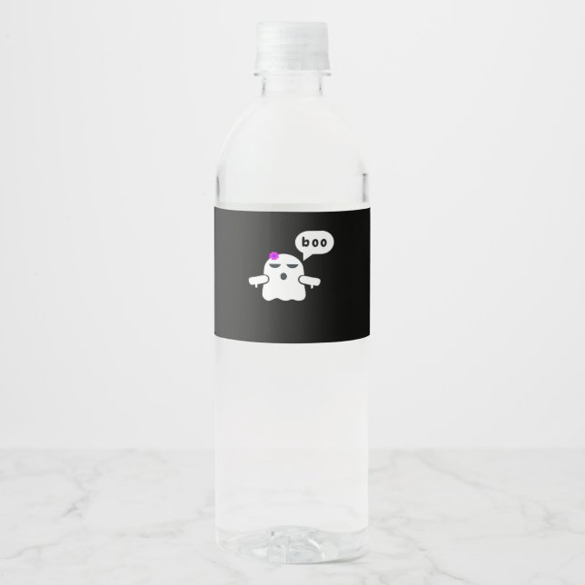 Funny Colourful Boo Of Disapproval Girl Water Bottle Label (Front)