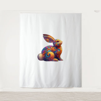 Funny Colourful Bunny Rabbit Fractal Cosmic Swirl  Tapestry