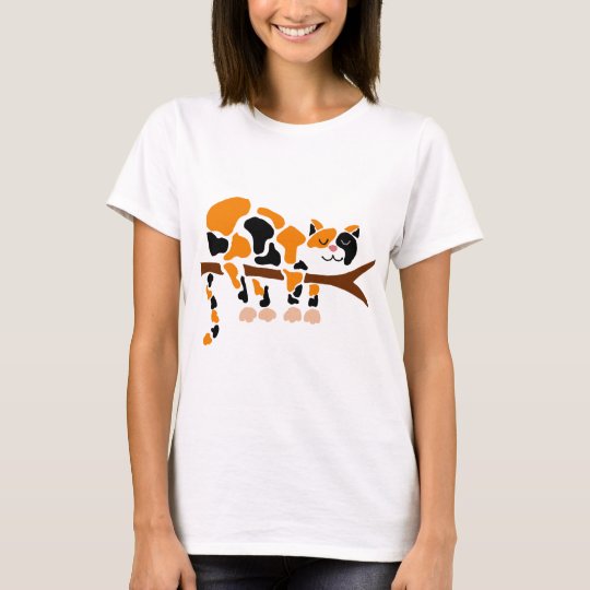 Funny Colourful Calico Cat Art T-Shirt