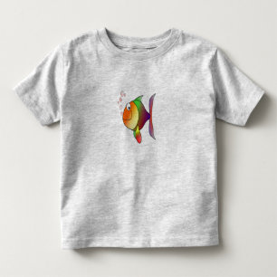 Funny Colourful Cartoon Fish with Bubbles Toddler T-Shirt