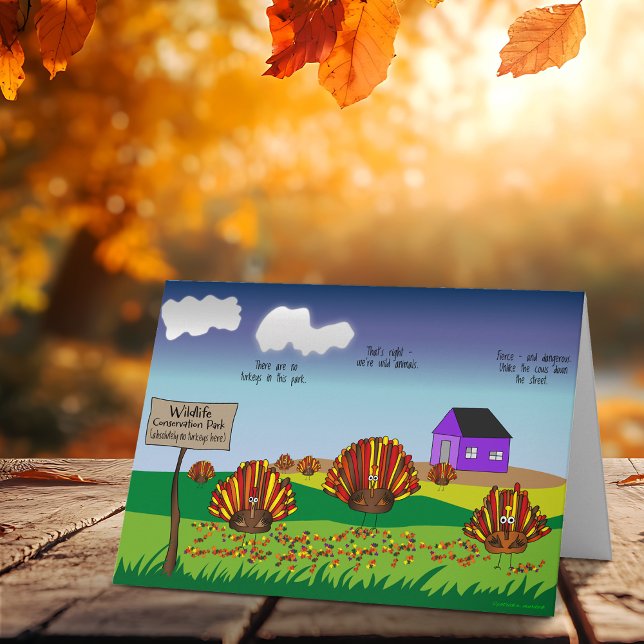 Funny, Colourful, Cartoon Holiday Turkey Card (Whoa! Check out this most excellent and funny cartoon Thanksgiving and Holiday greeting card!)