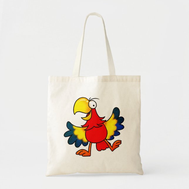 Funny Colourful Cartoon Parrot Bird Tote Bag (Front)