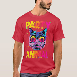 Funny Colourful cat party animal, fun with my cat  T-Shirt