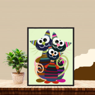Funny colourful cats poster