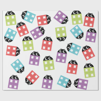 Funny colourful cute bricks  wrapping paper