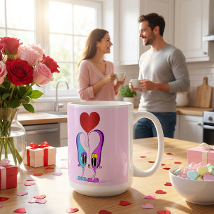 Funny, Colourful, Cute, Cartoon Valentine Heart Coffee Mug
