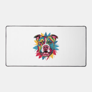 funny colourful dog pitbull desk mat