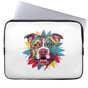 funny colourful dog pitbull laptop sleeve