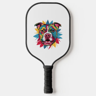funny colourful dog pitbull pickleball paddle