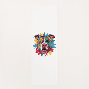 funny colourful dog pitbull yoga mat