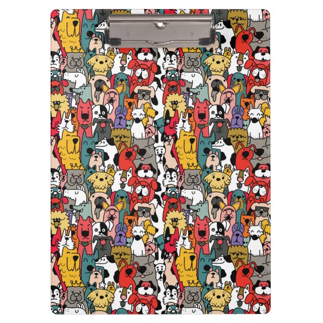Funny Colourful Dogs Clipboard (Front)