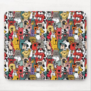 Funny Colourful Dogs Mouse Mat
