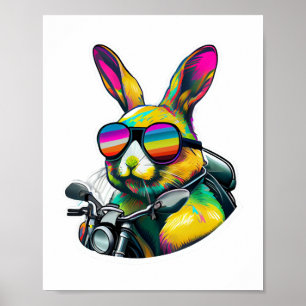 Funny Colourful Easter Bunny Graphic Design Poster