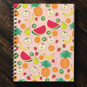 Funny Colourful Fruits Summer Healthy Vegetaria Notebook