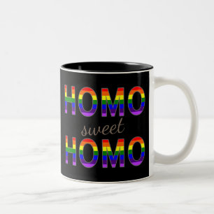 Funny Colourful Gay Rainbow Colours Homo Sweet Hom Two-Tone Coffee Mug