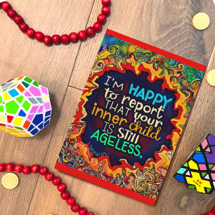 Funny Colourful Happy Birthday Never Grow Up Card