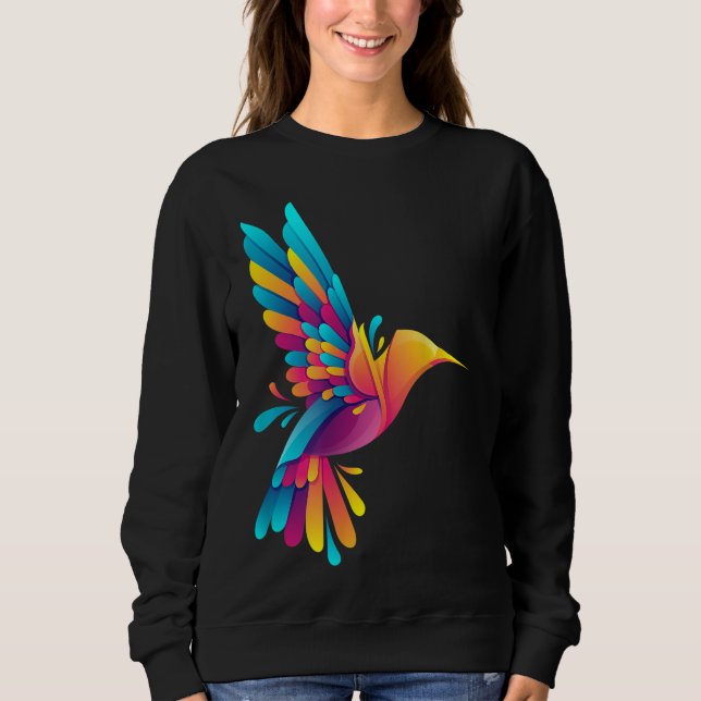 Funny Colourful Hummingbird Design, Support Animal Sweatshirt (Front)