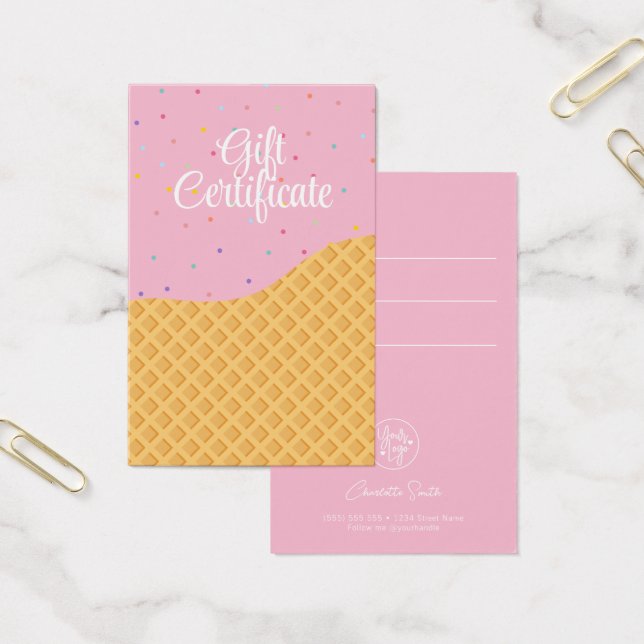 Funny Colourful Ice Cream Voucher Gift Certificate (Office)