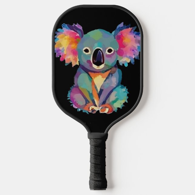 Funny Colourful Koala Bear Water Colour Style Pickleball Paddle (Front)