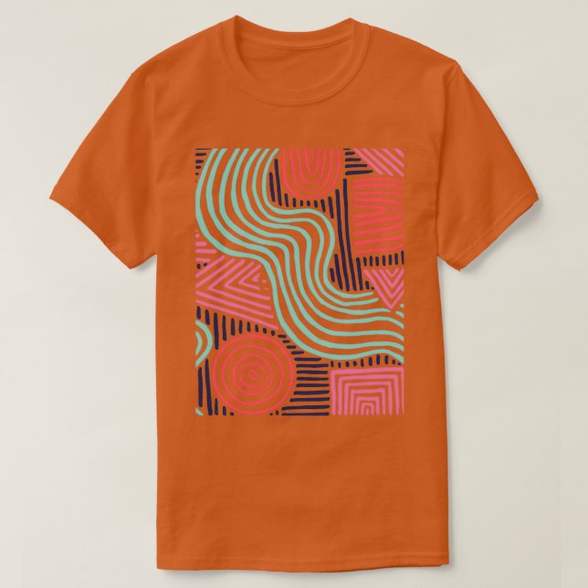 Funny Colourful Linear art Rainbow T-Shirt (Design Front)