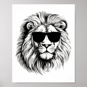 Funny Colourful Lion In Sungles For Lover Lions &a Poster