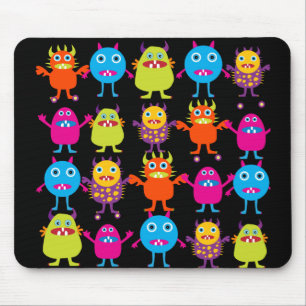 Funny Colourful Monster Party Creatures Characters Mouse Mat