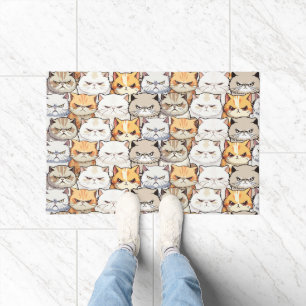 Funny Colourful Moody Cats Kitten pet Pattern Doormat