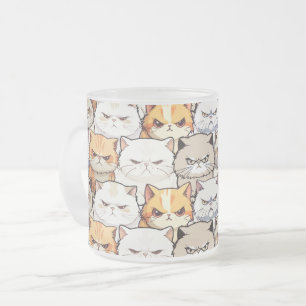 Funny Colourful Moody Cats Kitten pet Pattern Frosted Glass Coffee Mug