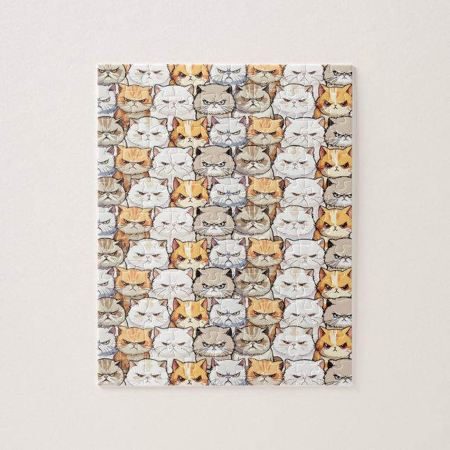 Funny Colourful Moody Cats Kitten pet Pattern Jigsaw Puzzle (Vertical)